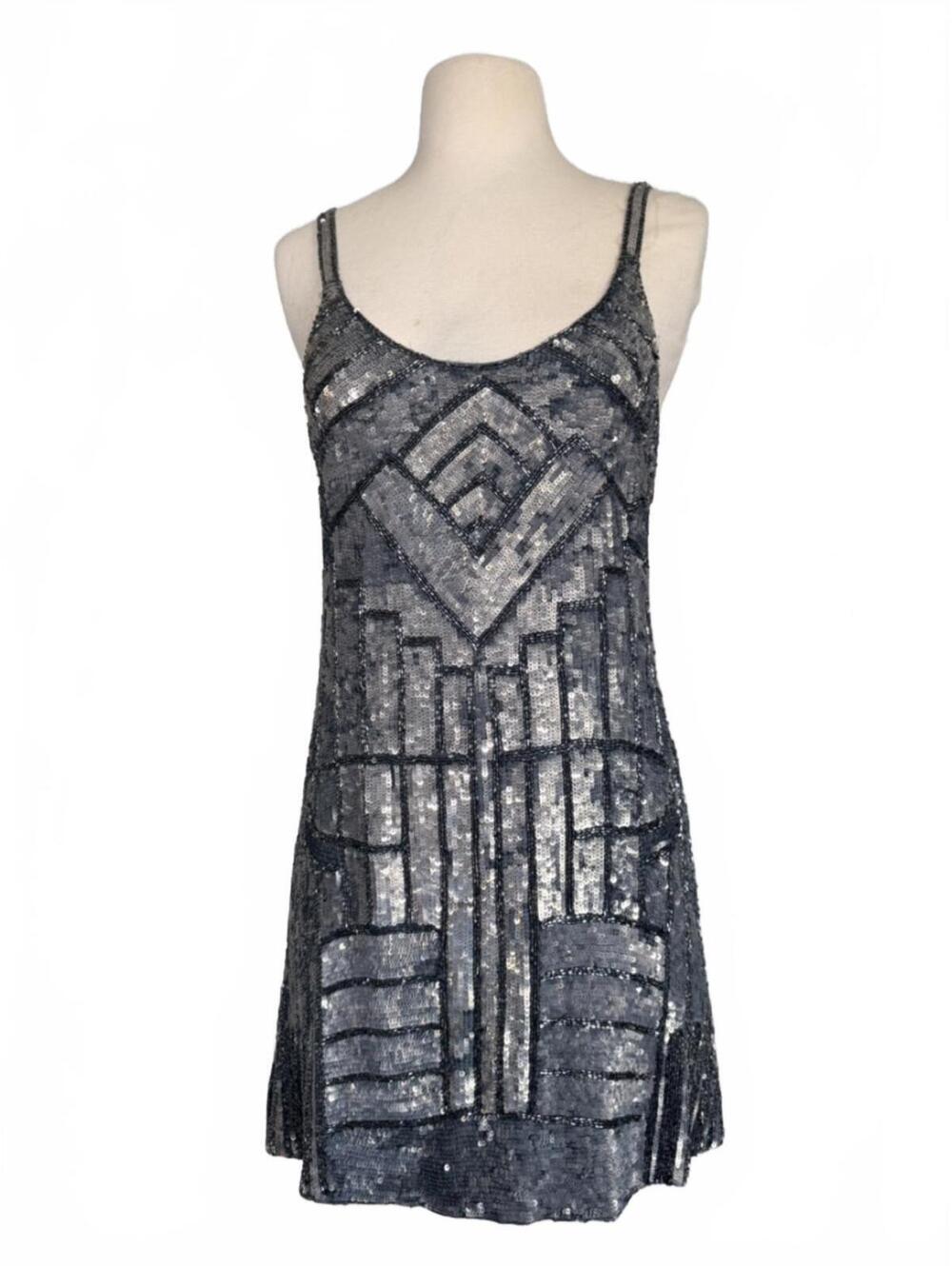Parker Sequin Mini Dress | Art Deco Beaded Party Dress | Size S